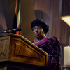 Southern African Development Community chairperson Joyce Banda speaks at former president Nelson Mandela’s funeral ceremony in Qunu on Sunday. Picture: REUTERS