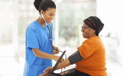 A nurse checking a senior patient's blood pressure. Picture: THINKSTOCK