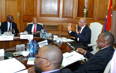 President Jacob Zuma and Chief Justice Mogoeng Mogoeng at Thursday’s meeting. Picture: MOELETSI MABE/THE TIMES