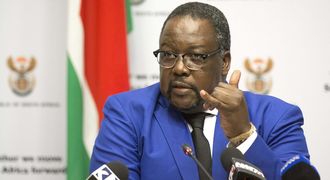 Police Minister Nathi Nhleko addresses a press conference on the so-called rogue unit inquiry, in Cape Town on Wednesday. Picture: SIYABULELA DUDA