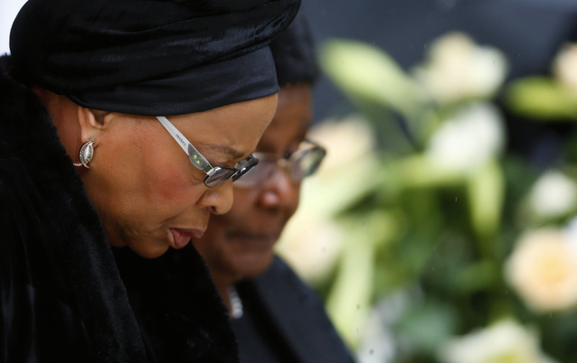 GRIEVING: Former president Nelson Mandela’s widow, Graça Machel, at the official memorial service at FNB Stadium in Johannesburg on Tuesday. Picture: REUTERS