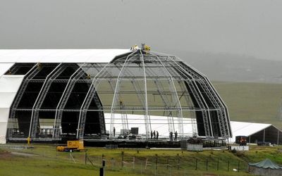 WORK IN PROGRESS: The construction of a giant marquee in Qunu, Eastern Cape, for the funeral of Nelson Mandela nears completion.  Picture: THE HERALD 