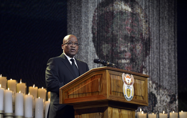 President Jacob Zuma speaks during the funeral ceremony for former president Nelson Mandela in Qunu on Sunday. Picture: REUTERS