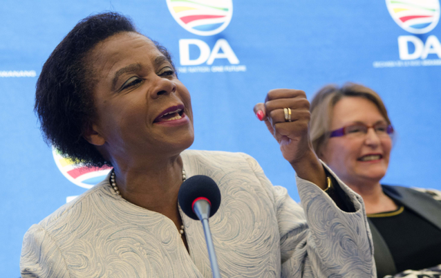 Mamphela Ramphele and Helen Zille at a press briefing in Cape Town on Tuesday, where it was announced Ramphele accepted an invitation to be the DA’s presidential candidate in this year’s national election. Picture: TREVOR SAMSON