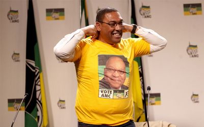 Grant Pascoe wears an ANC T-shirt after announcing his defection from the DA to the ANC at Luthuli House in Johannesburg on Monday. Picture: SOWETAN/SUNDAY WORLD