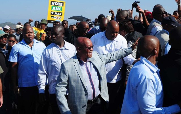President Jacob Zuma, centre, casting his vote at Ntolwane Primary School in Nkandla, KwaZulu-Natal, on Wednesday.  Picture: GCIS 