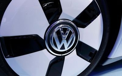 The Volkswagen logo is displayed on the XL 1 car in Paris. Picture: REUTERS