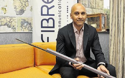 Arif Hussain, CEO of FibreCo at the telecoms company’s Woodmead head office. The largest cost in bringing better broadband to SA is that of the civil works needed. Picture: FREDDY MAVUNDA