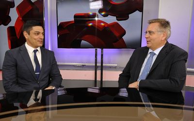 Asset Control MD John Keramianakis and Broll Property Group CEO Malcolm Horne talk facilities systems at the BD-TV Studio in Rosebank. Picture: FREDDY MAVUNDA