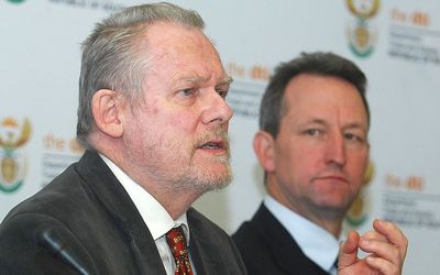 Minister of Trade and Industry Rob Davies and Mpact CEO Bruce Strong attend the annual Manufacturing Indaba in Boksburg on Monday. Picture: PUXLEY MAKGATHO