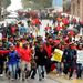 South African Municipal Workers Union members march towards City Hall in Nelson Mandela Bay municipality.  Picture: THE HERALD/MIKE HOLMES