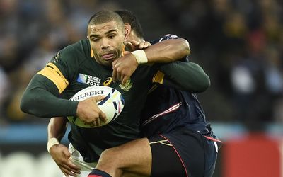 South Africa's wing Bryan Habana manoeuvres in a tackle during Wednesday's final Pool B game against the US in London, the UK, on Wednesday. Picture: AFP PHOTO/LIONEL BONAVENTURE
