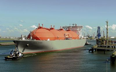 Tank ship carrying liquefied natural gas. Picture: LEX VAN LIESHOUT