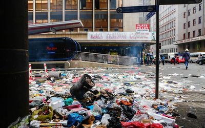 Pikitup employees affiliated to the South African Municipal Workers' Union embarked on an unprotected strike and trashed the streets, thought Johannesburg CBD. Picture: THE TIMES/MOELETSI MABE