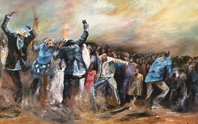 Bethuel Ramadi’s oil painting, Wedding Dance, is on show at the Cape Town Salon exhibition until January 9.  Picture: AVA GALLERY 