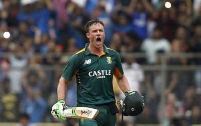 FOCUSED: AB de Villiers celebrates scoring his century in the fifth and final one-day international against India last year. The Proteas captain is aiming for another big knock on Wednesday. Picture: REUTERS