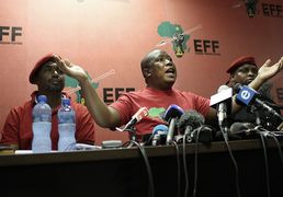 EFF leader Julius Malema is seen at a press conference held by the party in Braamfontein, Johannesburg. The EFF has declared war against the Gupta family, known supporters of President Jacob Zuma. Picture: THE TIMES/ALON SKUY
