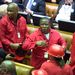 Economic Freedom Fighters members leave the National Assembly on Thursday.  Picture: TREVOR SAMSON