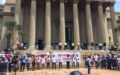 A performance art protest at the Wits University Great Hall last month has landed one demonstrator before the human rights watchdog. Picture: CHRIS THURMAN