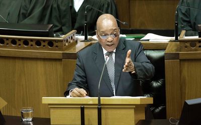 President Jacob Zuma speaks in the National Assembly after the debate on his state of the nation address.  Picture: TREVOR SAMSON 