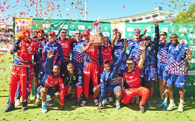 GLORY BOYS: The Lions celebrate their One-Day Cup final victory over the Cobras at Newlands yesterday. Picture: RYAN WILKISKY/BACKPAGEPIX