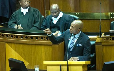 Democratic Alliance leader Mmusi Maimane addresses the House during a debate of no confidence in President Jacob Zuma in the National Assembly on Tuesday.  Picture: TREVOR SAMSON