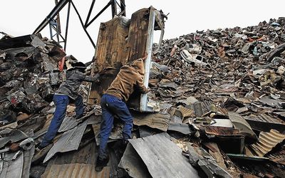 Scrap metal workers at Vulindlela Heights, Mthatha. Picture: THE TIMES