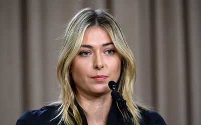Russian tennis player Maria Sharapova addresses a press conference in Los Angeles, California, the US, on Monday night. Picture:  EPA/MIKE NELSON