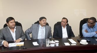 From left: Ajay Gupta younger brother Atul Gupta and Oakbay MD Jagdish Parekh and Duduzane Zuma , who is a son of the president. Picture: MARTIN RHODES