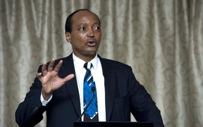 CHALLENGE: ARM chairman Patrice Motsepe in Illovo on Friday at the results presentation, where he said the firm would cut some jobs at its platinum mines. Picture: MARTIN RHODES