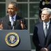 US President Barack Obama (left) announces Judge Merrick Garland as his nominee to the US Supreme Court, in the White House Rose Garden in Washington, on Wednesday. Picture: REUTERS/KEVIN LAMARQUE