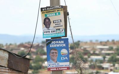 Election posters on a pole in Tlokwe municipality ahead of the August 3 local government elections. Picture: SOWETAN