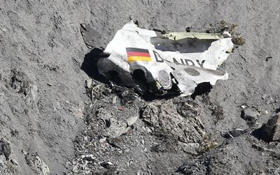 Debris from the Germanwings Airbus A320 that crashed in the French Alps. Picture: EPA/SEBASTIEN NOGIER