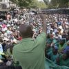 AT ALL COSTS: Association of Mineworkers and Construction Union president Joseph Mathunjwa addresses union members outside Implats’s head office in Illovo, Johannesburg, last week. Picture: PUXLEY MAKGATHO