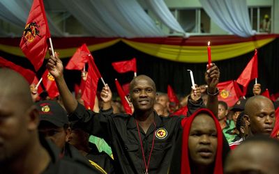 POSTURE: Cosatu members at the federation’s 11th national congress at Gallagher Estate in Midrand. Picture: TYRONE ARTHUR