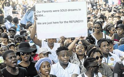 Students demand change at the  University of Pretoria. A study shows young South Africans  are not motivated to vote. Picture:THE TIMES