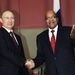 NEW PLANS: South African President Jacob Zuma (right) shakes hands with Russian President Vladmir Putin before their bilateral meeting at the Brics Summit in Durban on Tuesday. Picture: REUTERS