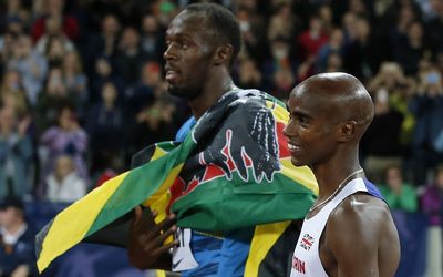 Jamaica's Usain Bolt and Bitain's Mo Farah prepare to race at Queen Elizabeth Olympic Park, London, the UK, on July 24 2015. Picture: REUTERS/PHIL NOBLE