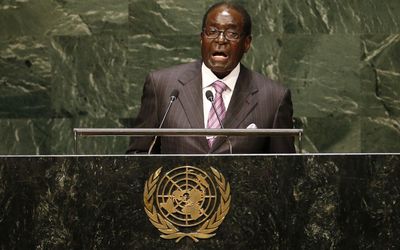 Zimbabwe's President Robert Mugabe addresses the 69th United Nations General Assembly at the United Nations Headquarters in New York. Picture: REUTERS
