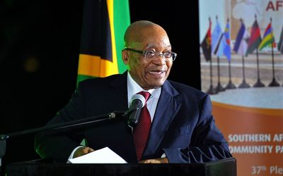 President Jacob Zuma addressing the Southern African Development Community parliamentary forum dinner at Zimbali Lodge in KwaZulu Natal on Sunday. Picture: SIYABULELA DUDA 