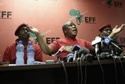 EFF leader Julius Malema is seen at a press conference held by the party in Braamfontein, Johannesburg. The EFF has declared war against the Gupta family, known supporters of President Jacob Zuma. Picture: THE TIMES/ALON SKUY
