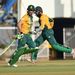 Faf du Plessis (L) and Hashim Amla take a run during a warm up match against Mumbai XI of the ongoing World T20 cricket tournament at the Brabourne stadium in Mumbai on March 15, 2016. Picture:AFP/INDRANIL MUKHERJEE
