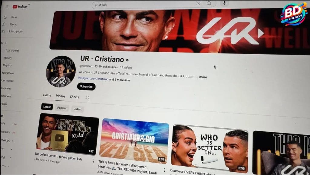 Cristiano Ronaldo Pecahkan Rekor Lagi: Channel YouTubenya Dapat Gold Play Button dalam 12 Jam!