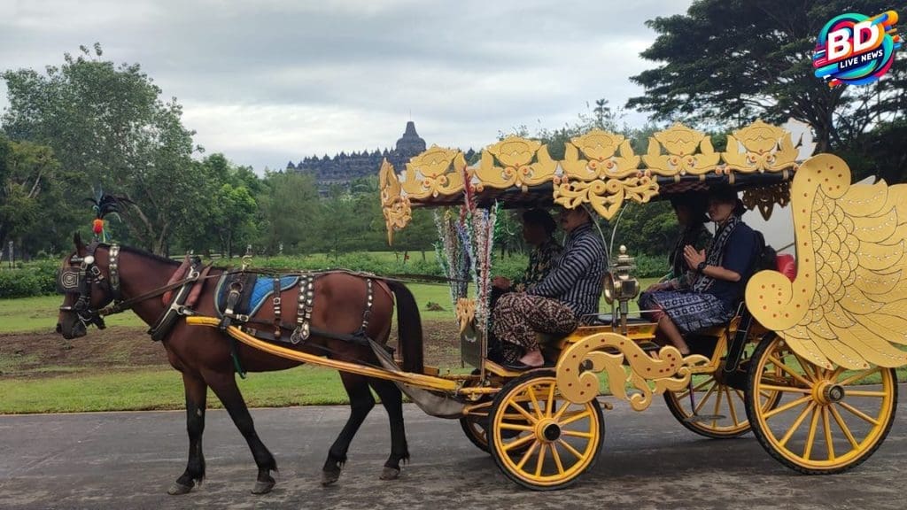Turis Jepang dan Cimahi Nikmati Borobudur dengan Andong